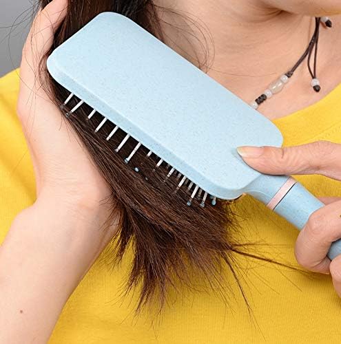 Гребен за заплитане на косата от слама пшеница SJYDQ Airbag За грижа за кожата на главата и Намалява Загубата на коса Поддържа Моделиране на коса (Цвят: синьо)