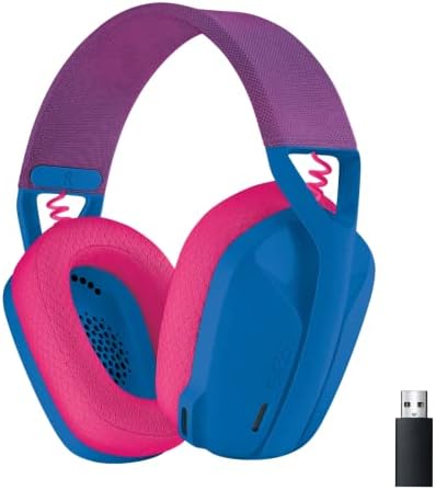 Безжична детска слушалки Logitech G435 LIGHTSPEED и Bluetooth - леки и въздушни слушалки, вграден микрофон, батерия