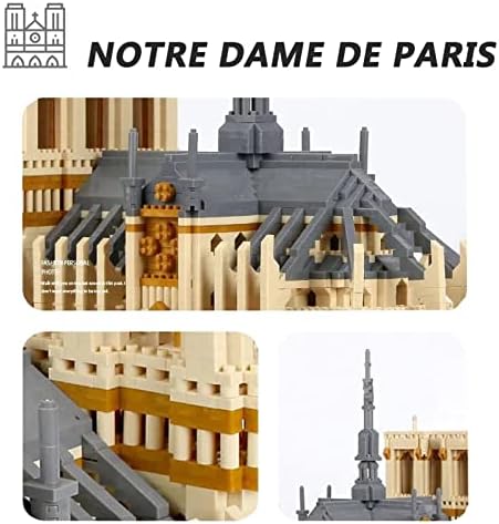 bnwent Строителни Блокове Нотр Дам дьо пари с комплект осветление (4018 БР) Френска Микро Известният Архитектурен Модел Играчка, Подарък за Деца и Възрастни