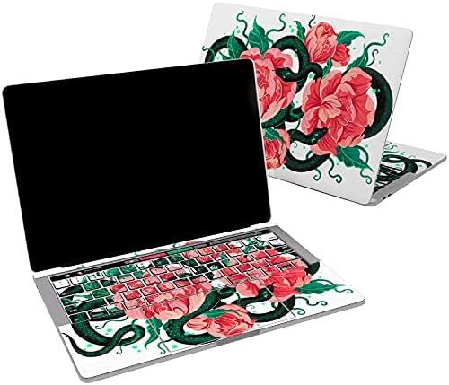 Vinyl обвивка Lex Altern е Съвместима с MacBook Air 13 инча Mac Pro 16 Retina 15 12 2019 2020 2018 Змия, Мила пълзящо растение, Цъфтящи Цветя, Луксозно Обзаведен Стикер на Клавиатура, Дизайн, Амба?