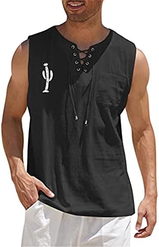XXBR мъже памук бельо, ризи без ръкави дантела V-графика с принтом ежедневни блузи свободно намаляване на плажа