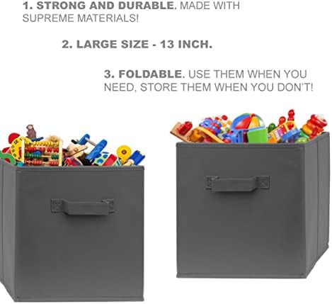 Кубчета за съхранение на Pomatree 13x13x13 инча - 6 опаковки - Големи Кутии за съхранение | С две дръжки | Сгъваема Кошница за кубчета за дома, детска стая, кабинет и организир?