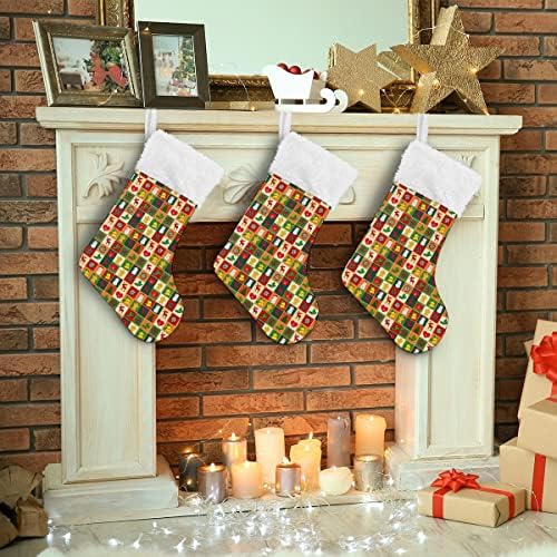 Коледни Чорапи С Шарките на Снежен човек, Дядо Коледа, Елен, Свирки от Дърво, Бели Плюшени Белезници От Мерсеризованного