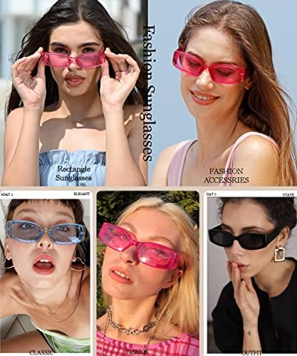 Dollger Правоъгълни Слънчеви Очила за Жени на Мъжки Ретро Масивни Слънчеви Очила Y2K Правоъгълни Слънчеви очила 90s 00s Розови