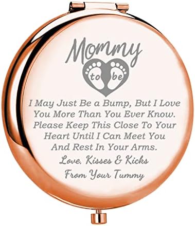 WSNANG Подарък на бъдещата майка, Подарък за нова мама, Компактно Пътно Огледало за грим, Малко Желание от Bump, Подаръци за обяви за бременност и раждане на дете (Lignum Огл?