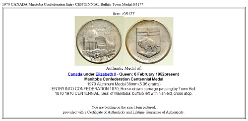 1970 CA 1970 КАНАДСКАТА конфедерация на Манитоба Въвеждаща ЦЕНТЕННИ монета е Добра