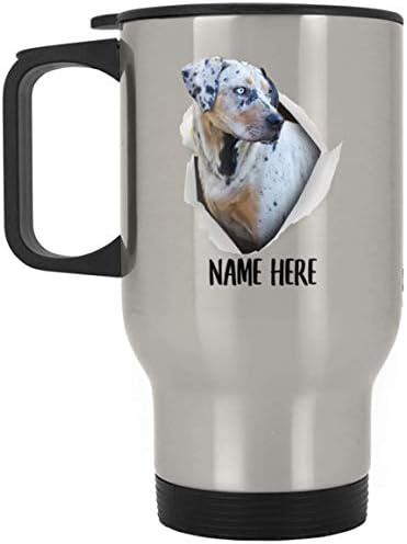 Забавна Персонални Леопардовая Куче Catahoula Blue Merle Потребителското Си Име Коледни Подаръци 2023 Сребърна Пътна Чаша 14 Грама