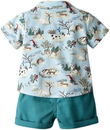 Хавайски Ризи и къси панталони за момчета LittleSpring с къс ръкав