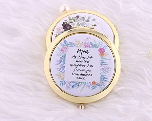 wadbeev Персонализирани Компактно Огледало за майката на Булката с Индивидуален Текст Ваше Име, Подарък за Сватба моминско