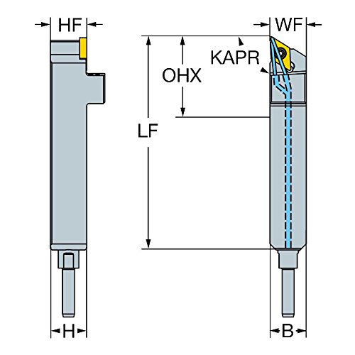Инструмент за токарной обработка е sandvik Coromant QS-SDJCR1212E11HP-M, от стомана Coroturn 107 с опашка QS, Правосторонний кройка с охлаждаща течност, Покритие под ъгъл -3 °, Десен кройка
