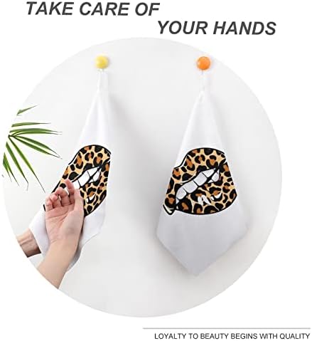 Кърпа за Ръце Lurnise Кърпи За Ръце с Леопардовыми Устни Дизайн Дантела за Кухненски Кърпи за Баня, Кухня, Спорт