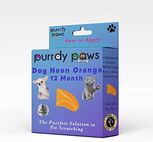 Purrdy Paws доставя меки шапки за нокти на кучета неоново-оранжев цвят X-Small за срок от 1 година