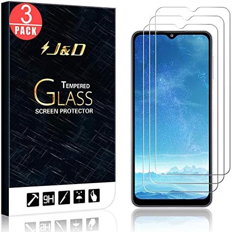J & D Съвместима стъклена защитно фолио за дисплея на Galaxy A32 5G/Galaxy A13, 5G/ Galaxy A33 5G (3 опаковки), не пълно покритие от закалено стъкло HD Прозрачен защитен филм от балистични