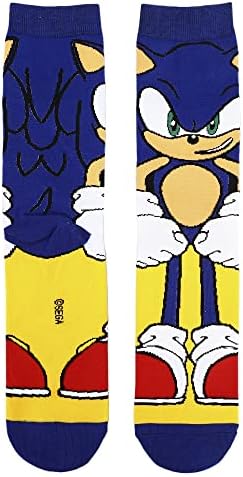 Комплект чорапи Bioworld Sonic на Таралеж с главните герои Animigos, Ежедневни Экипажная облекло за мъже, 3 опаковки