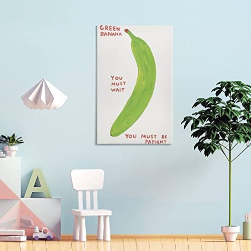 Плодов Художествен Плакат на Дейвид Шригли Зелен Банан Стенни Пана и Стенни Художествени Картини на Платно Стенен Декор