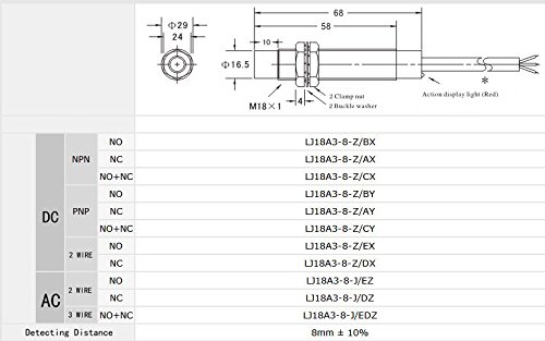 Woljay LJ18A3-8-Z/AX Индуктивен Сензор за близост Превключвател 3 Тел dc 6-36 В NPN NC