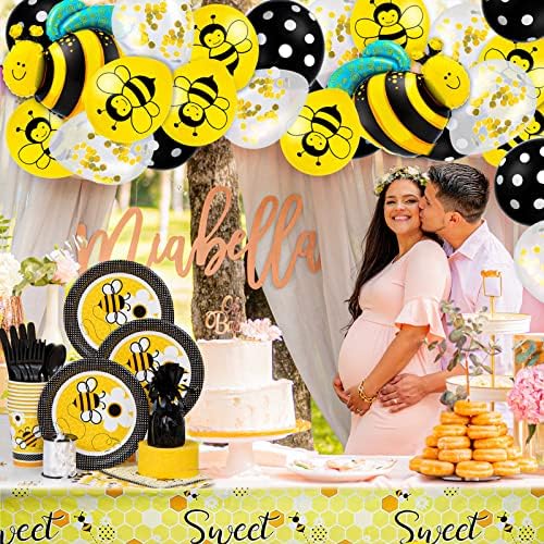 Пчелите Балони, Украса за Партита с Пчели Голям Размер със Златни Конфети от Латекс Балони, Жълто-Черни Майларовые
