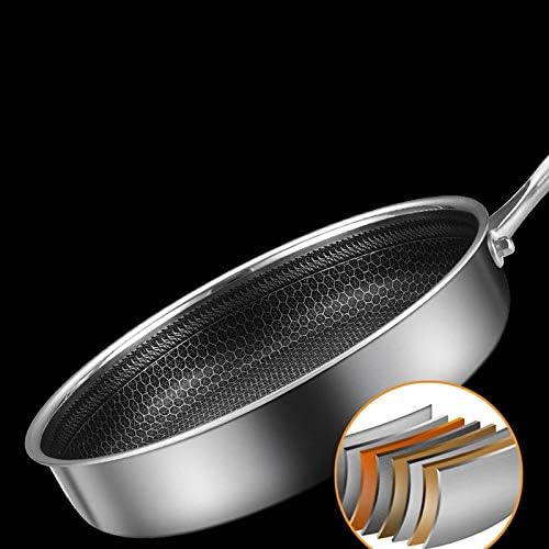 Тиган SHYPT от неръждаема стомана с незалепващо покритие За пържене Както на газ, така и на индукционна печка Многоцелеви съдове за домашна кухня (размер: 26 см)