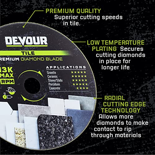 Диамантен нож Devour 7.0 Premium Tile с непрекъснатото джанта за рязане на гранит, керамика, Порцелан, кварц, и много