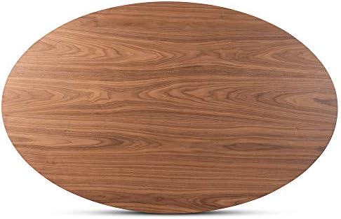71-Инчов овална маса за хранене Baxton Monte Studio средата на века от съвременното орехово-кафяв дърво с тапицерия под