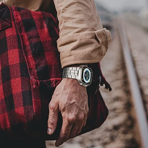 титан каишка baozai е Съвместим с каишка на Apple Watch 49 мм 45 мм 44 мм 42 мм, Титанов спортен каишка за Apple Watch