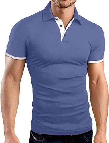 Мъжки ризи Поло KUYIGO с къс и Дълъг ръкав, Ежедневни Памучни Ризи Базов дизайн Slim Fit