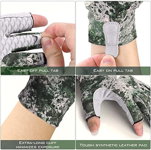 Ръкавици за Риболов KastKing La Sal UPF50 + Слънчеви Ръкавици Със защита от ултравиолетови лъчи, Ръкавици без Пръсти за Мъже и Жени за Активна Почивка, каране на каяк, Гребане