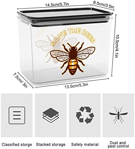 Контейнери за съхранение на Save The Bees Прозрачна Пластмасова Кутия с Капак за Многократна употреба, Контейнери