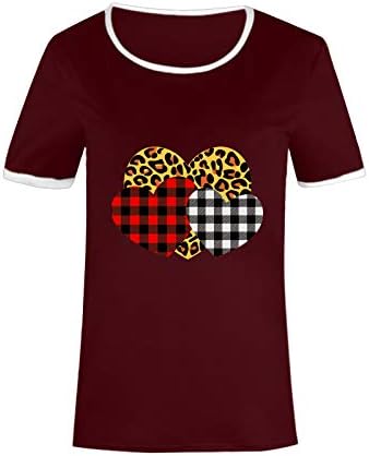 Дамски ризи за Ден на Свети Валентин С Красиви Шарки във формата на Сърца Y2K, Графични Тениски с Къс Ръкав и кръгло