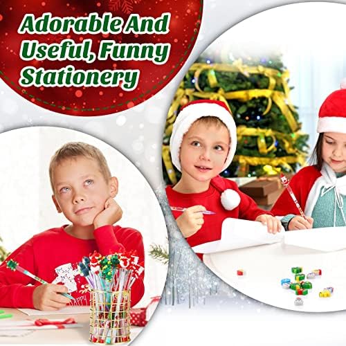 Коледен Наращиваемый Притискателния молив и Мини-Гумичка в Асортимент, Коледни Моливи, Украсени с Дядо Коледа,