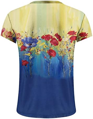 Леки Летни Класически Блузи за жени, Блузи с Графичен Дизайн, Къс Ръкав, Без Приятелка, Кръгъл Отвор, Модни и Ежедневни