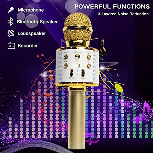 Караоке Микрофон DREAM & GLAMOUR за деца, Безжичен микрофон Bluetooth с led подсветка, Преносим Ръчен караоке Микрофон-Говорител