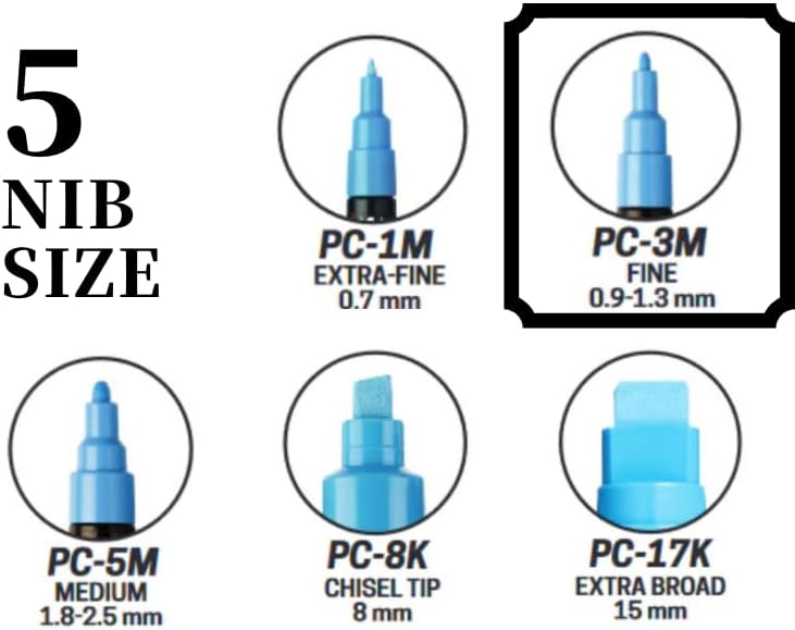 Дръжки за Акрилни бои Posca Marker Ширина на върха 0,9-1,3 мм, 24 цвята PC-3M, За Наскальной живопис, Текстил, Бои за стъкло,